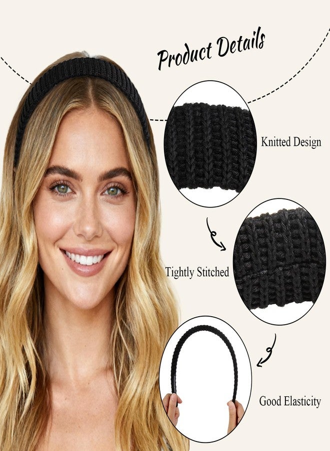 AIBFRID Headbands for Women Wide Knitted Hairbands Trendy Non Slip Headband for Women's Hair Fashion Neutral Head Band Hair Accessories 4 PCS - Image 4